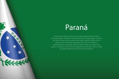 3D bayrak Parana, Brezilya eyaleti, arka planda kopyalanmış alan