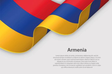 Ulusal Ermenistan bayrağına sahip 3d kurdele, telif uzaylı beyaz arka planda izole edildi