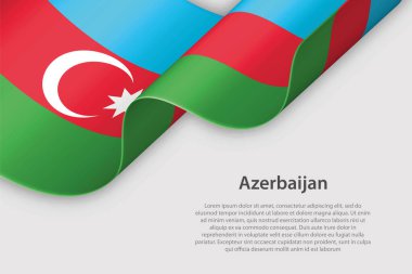 Ulusal Azerbaycan bayrağına sahip 3d kurdele, telif uzayıyla beyaz arkaplanda izole edildi