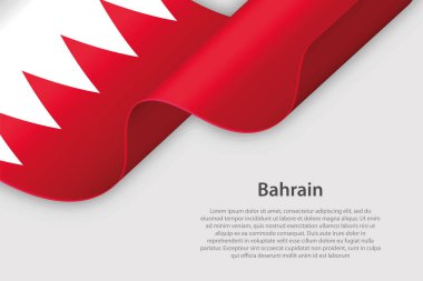 Ulusal Bahreyn bayrağına sahip 3D kurdele, telif uzaylı beyaz arkaplanda izole edildi