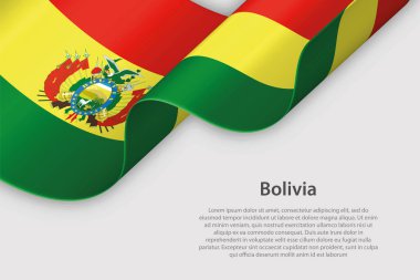 Bolivya bayrağına sahip 3d şerit beyaz arka planda kopyalanmış