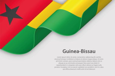 Ulusal Gine-Bissau bayrağına sahip 3d şerit, telif uzaylı beyaz arka planda izole edildi