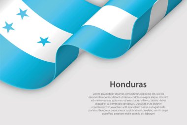 Honduras ulusal bayraklı 3d şerit beyaz zemin üzerinde kopyalanmış