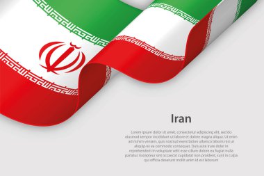 İran bayraklı 3D kurdele, telif uzaylı beyaz arka planda izole edildi