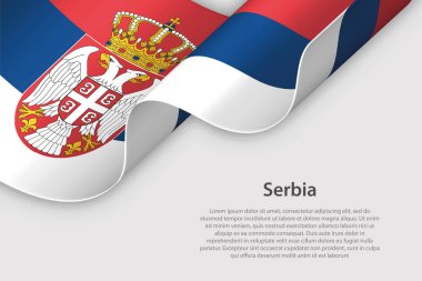 Sırbistan 'ın ulusal bayraklı 3d kurdelesi telif uzaylı beyaz arka planda izole edildi