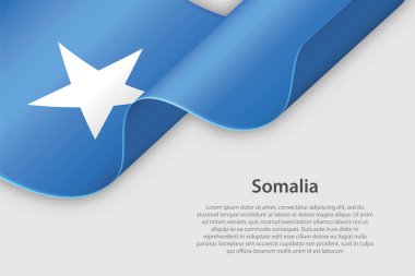 Ulusal bayrak taşıyan 3D şerit Somali beyaz arka planda kopyalanmış
