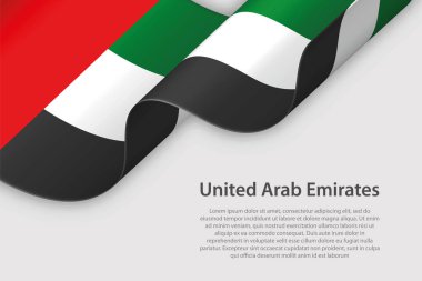 Ulusal bayrak taşıyan 3d kurdele Birleşik Arap Emirlikleri telif uzaylı beyaz zemin üzerinde izole edildi