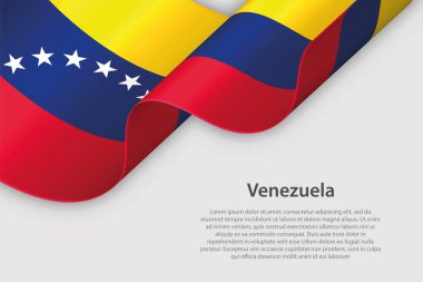 Venezuela ulusal bayrağına sahip 3D kurdele, telif uzaylı beyaz arka planda izole edildi