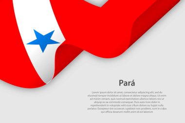 3D kurdele ve bayrak, Para. Brezilya eyaleti. Kopyalama alanı olan beyaz arkaplanda izole