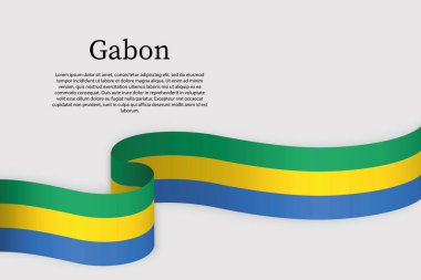 Gabon bayrağı kurdelesi. Kutlama arkaplan şablonu