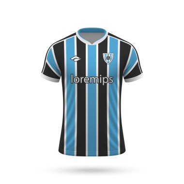 Gremio tarzı 3D gerçekçi futbol forması, futbol takımı 2023 için gömlek şablonu