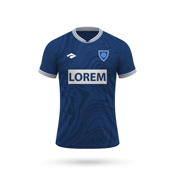 3d realistic soccer jersey in Hoffenheim style, shirt template for football kit 2023