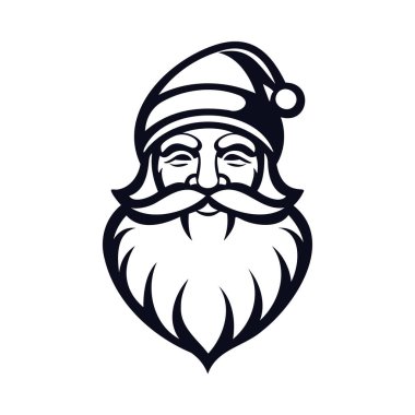 Noel Baba düz çizgi ikonu. Mutlu Noeller ve Mutlu Yıllar sembolü. 