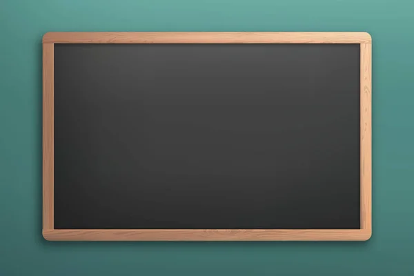 School Blackboard Wooden Frame Chalkboard Isolated Classroom Wall Background — Stock Vector