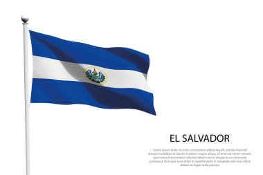 El Salvador bayrağı beyaz arka planda dalgalanıyor.