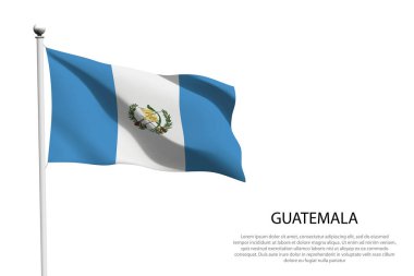 Guatemala ulusal bayrağı beyaz arka planda tek başına dalgalanıyor
