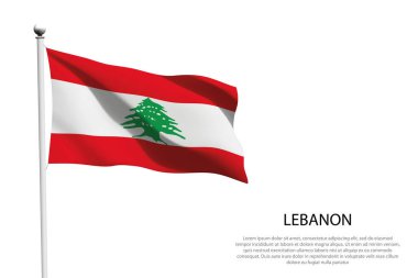 Lübnan bayrağı beyaz arkaplanda dalgalanıyor