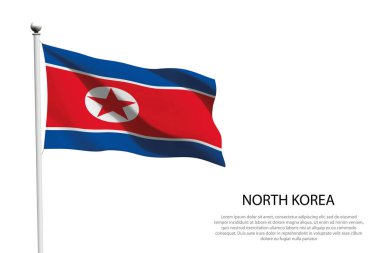 Kuzey Kore bayrağı beyaz arka planda dalgalanıyor.