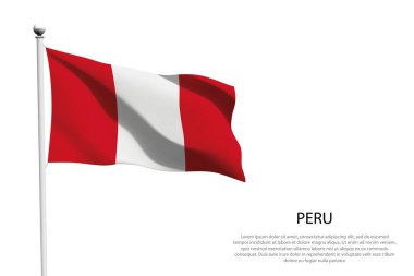 Ulusal Peru bayrağı beyaz arkaplanda dalgalanıyor