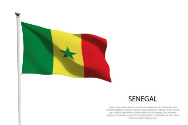Senegal bayrağı beyaz arkaplanda dalgalanıyor