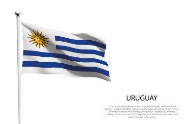 Uruguay bayrağı beyaz arkaplanda dalgalanıyor