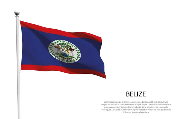 Bandeira Nacional Belize Isolado Acenando Fundo Branco — Vetor de Stock