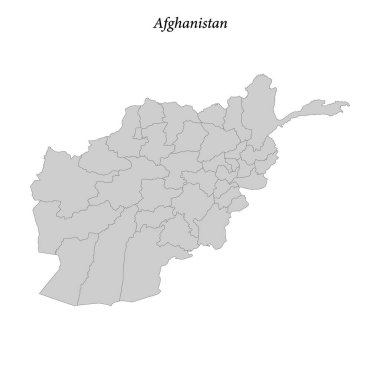 Afganistan 'ın bölge sınırlı basit düz haritası 