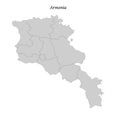 İlçe sınırları olan basit bir Ermenistan düz haritası 