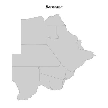 İlçe sınırları olan basit Botswana düz haritası 