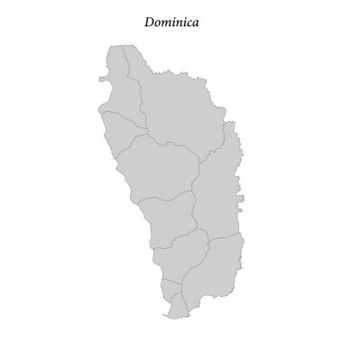 Dominica 'nın bölge sınırlı basit düz haritası 