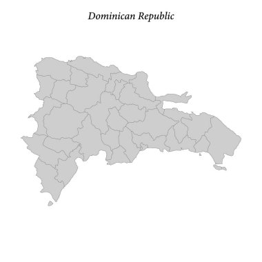 Dominik Cumhuriyeti 'nin bölge sınırlı basit düz haritası 