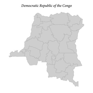 DR Kongo 'nun bölge sınırlı basit düz haritası 