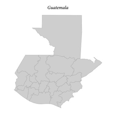İlçe sınırları olan basit düz Guatemala Haritası 