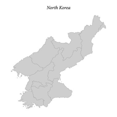 Kuzey Kore 'nin bölge sınırlı basit düz haritası 