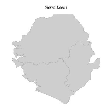 Sierra Leone 'nin bölge sınırları olan basit düz haritası 