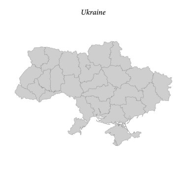 İlçe sınırları olan basit düz Ukrayna haritası 