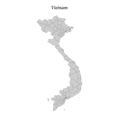 Vietnam 'ın bölge sınırlı basit düz haritası 