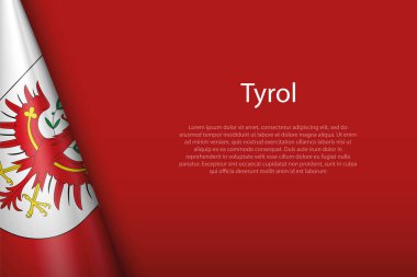 3D bayrak Tyrol, Avusturya devleti, arka planda kopyalanmış alan