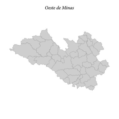 Oeste de Minas haritası, Minas Gerais eyaletinde sınır belediyelerine sahip bir mesorejyondur.