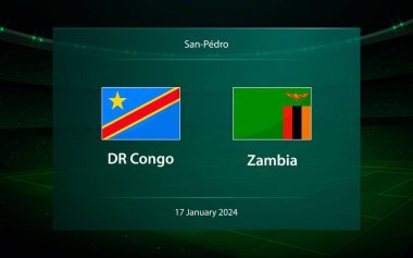 DR Kongo Zambiya 'ya karşı. Futbol skorbord yayını grafik futbol şablonu