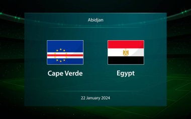 Cape Verde, Mısır 'a karşı. Futbol skorbord yayını grafik futbol şablonu