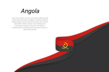Angola 'nın telif uzayı arka planına sahip dalga bayrağı. Sancak veya kurdele vektör şablonu