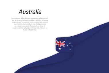 Telif uzayı arka planına sahip Avustralya bayrağı. Sancak veya kurdele vektör şablonu