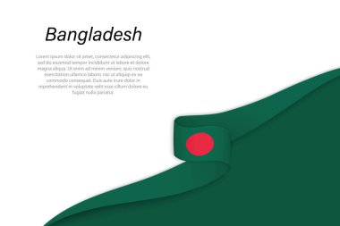Telif alanı arka planına sahip Bangladeş 'in dalga bayrağı. Sancak veya kurdele vektör şablonu
