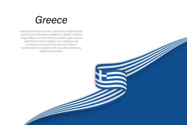 Telif uzayı arka planına sahip Yunanistan bayrağı dalgası. Sancak veya kurdele vektör şablonu