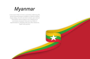 Telif uzayı geçmişi olan Myanmar 'ın dalga bayrağı. Sancak veya kurdele vektör şablonu