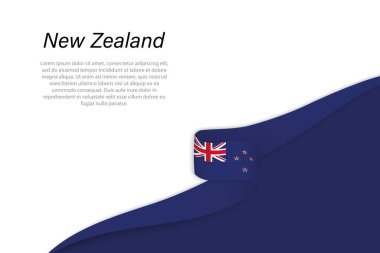 Telif uzayı arka planına sahip Yeni Zelanda bayrağı. Sancak veya kurdele vektör şablonu