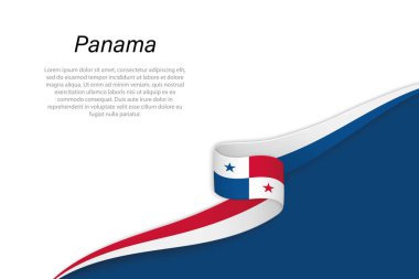 Telif alanı arka planına sahip Panama 'nın dalga bayrağı. Sancak veya kurdele vektör şablonu