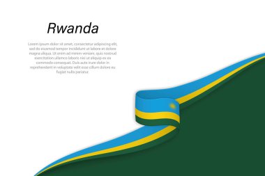 Ruanda 'nın telif uzayı arka planına sahip dalga bayrağı. Sancak veya kurdele vektör şablonu