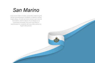 Telif uzayı geçmişi olan San Marino 'nun dalga bayrağı. Sancak veya kurdele vektör şablonu